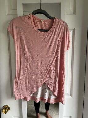 Women's Pink Layered Wrap-Front Top